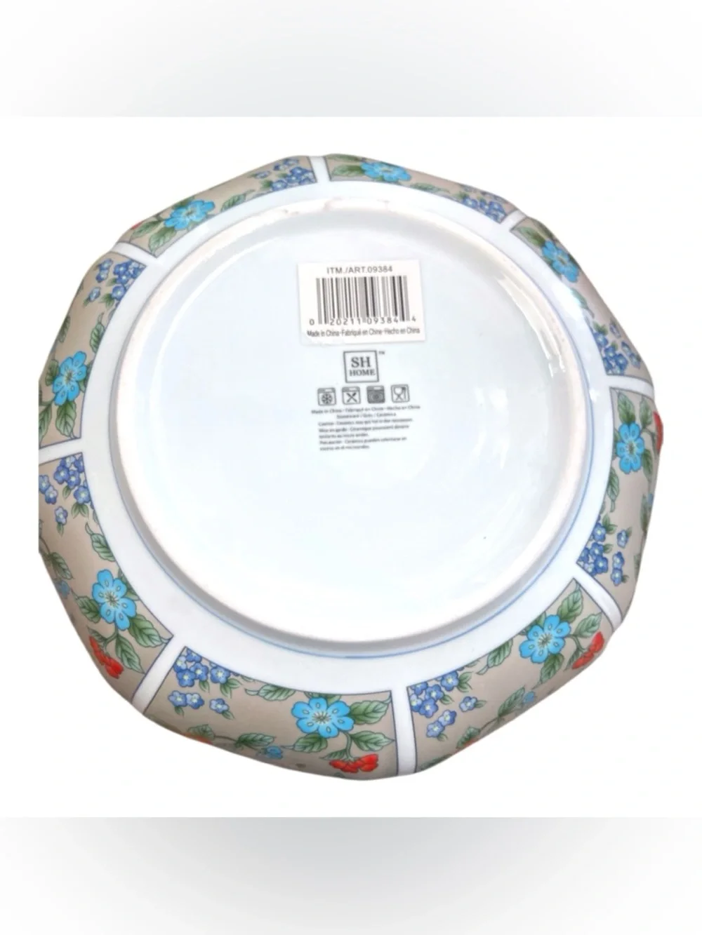 Set of 3 Chinoiserie Asian Floral Ceramic Bowls Blue White x2 Pasta x1 Cereal